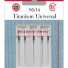 HUSQVARNA® VIKING® Universal Titanium Needles – Size 90/14, 5-Pack