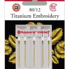 HUSQVARNA® VIKING® Titanium Embroidery Needles Size 80/12 – 5-Pack