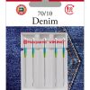 HUSQVARNA® VIKING® Denim Needles – Assorted Sizes (80/12 & 90/14) – 5-Pack